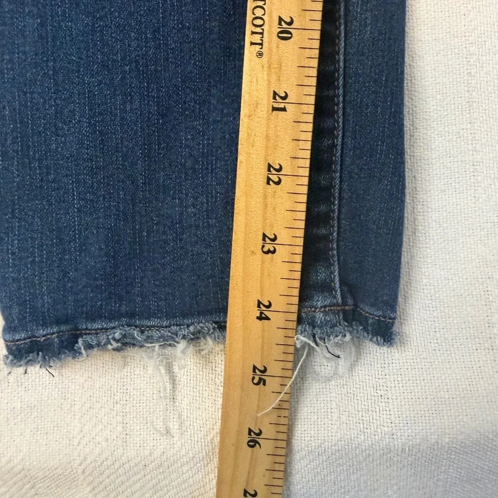 Skinnygirl Celeste Straight Leg Jeans Dark Wash Raw Hem Size 27/4 Blue 1436